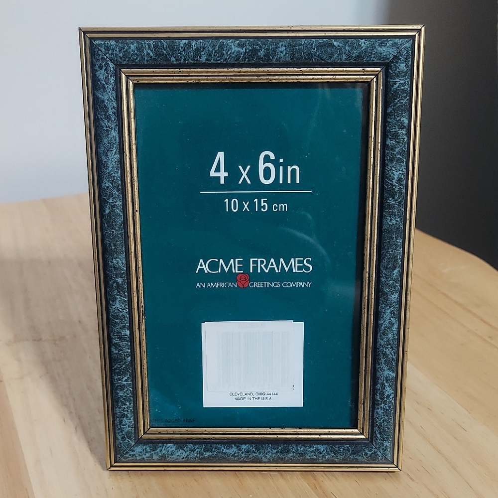Acme Elegant 4x6 Picture Frame Gold and Dark Teal Marbleized Finish